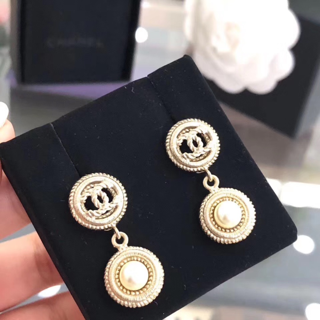 全新chanel 香奈儿 古铜色珍珠耳环_正奢奢侈品