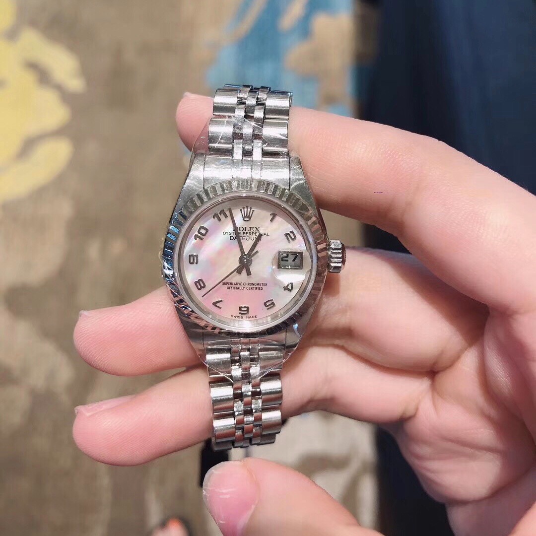 劳力士79174自动机械女表,粉色贝母盘面