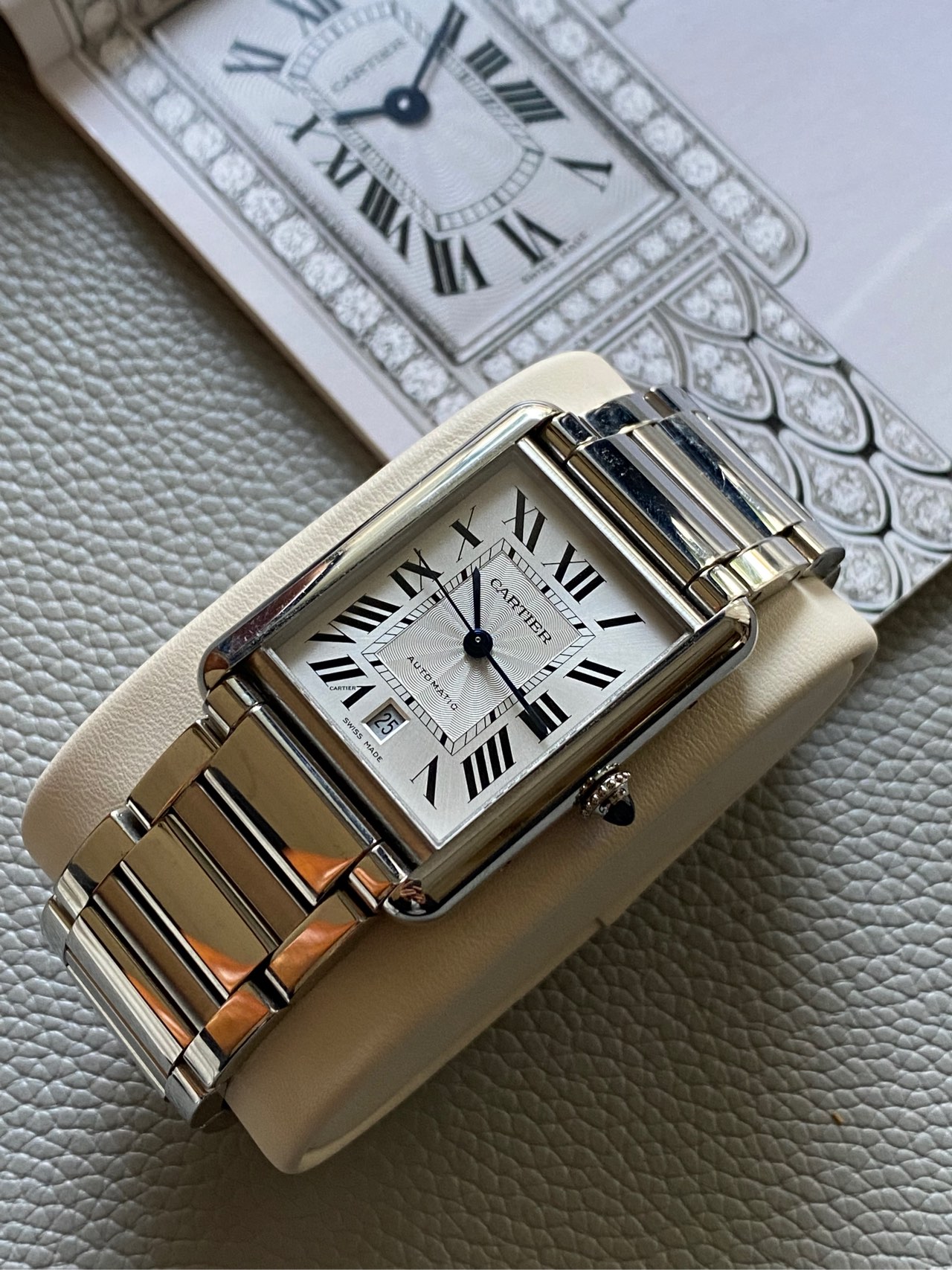 卡地亚坦克系列自动机械腕表 wsta0053 表径31x41mm.