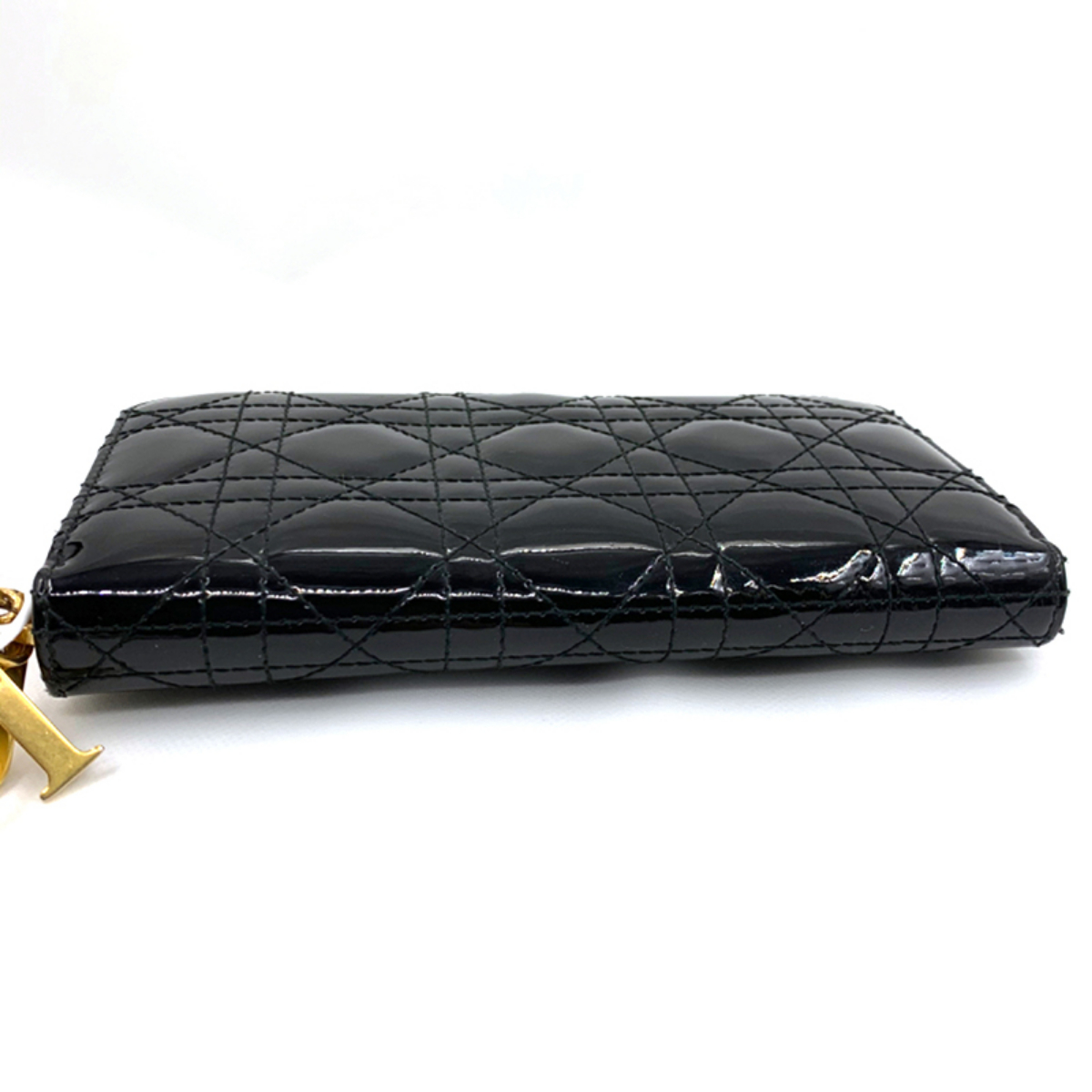 95新dior迪奥黑色漆皮长款钱包