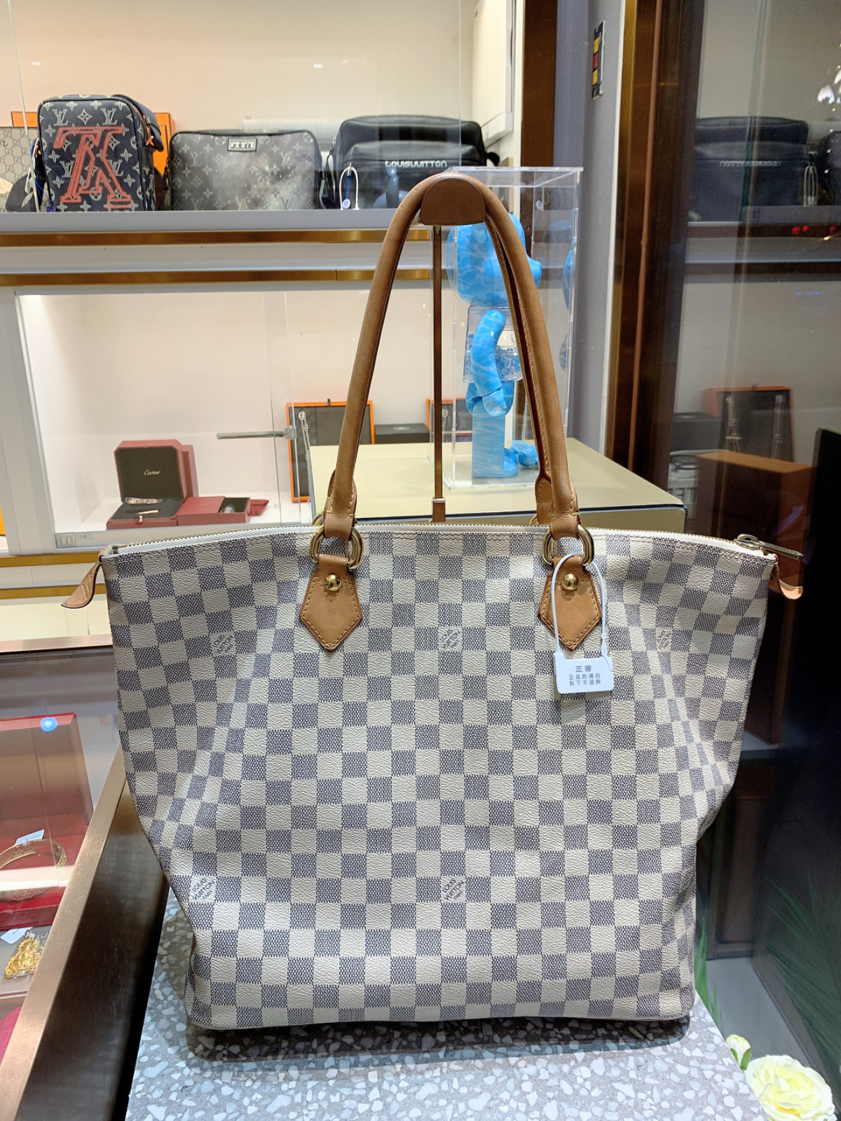 lv白棋盘格购物袋