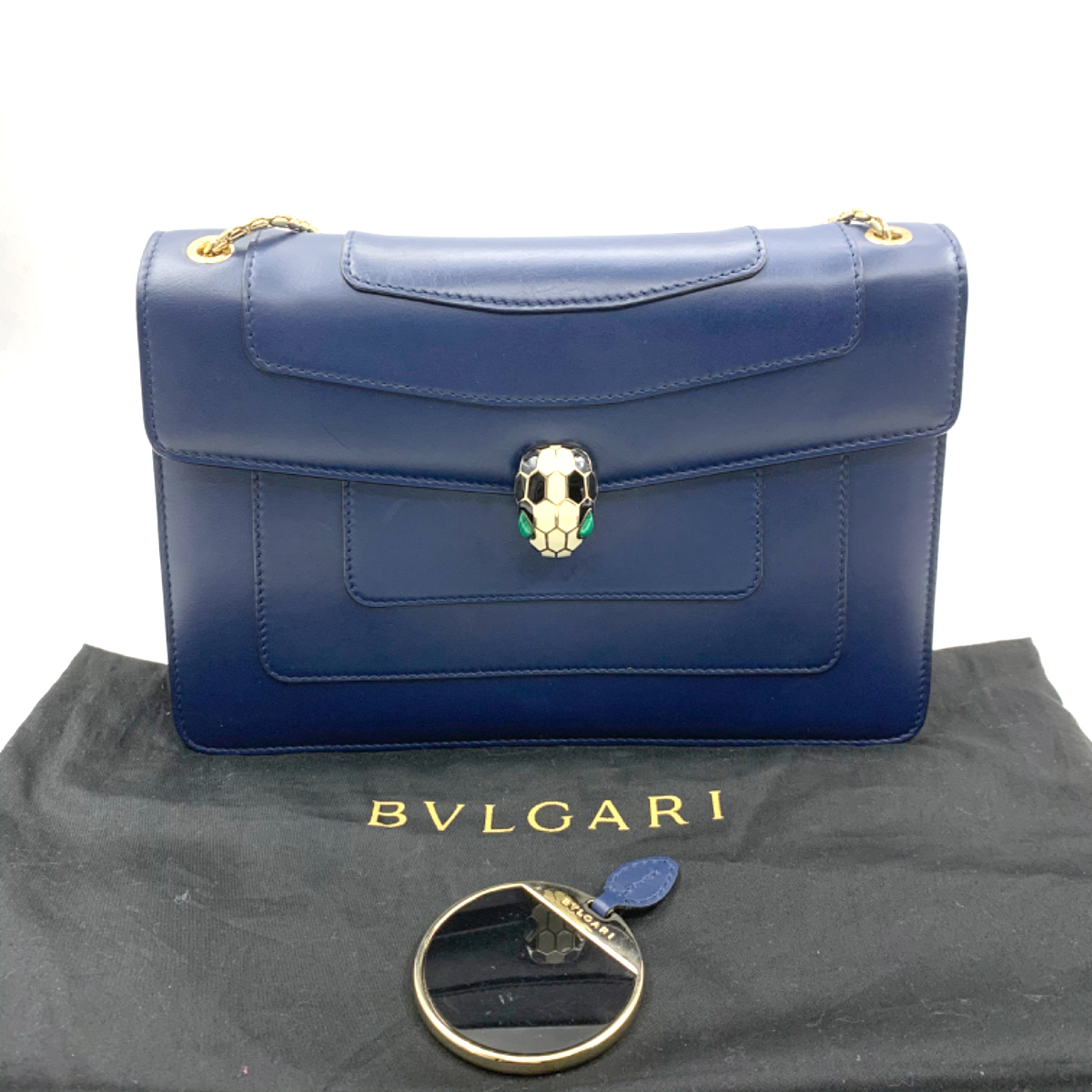 95新bvlgari宝格丽serpenti系列蓝色蛇头包