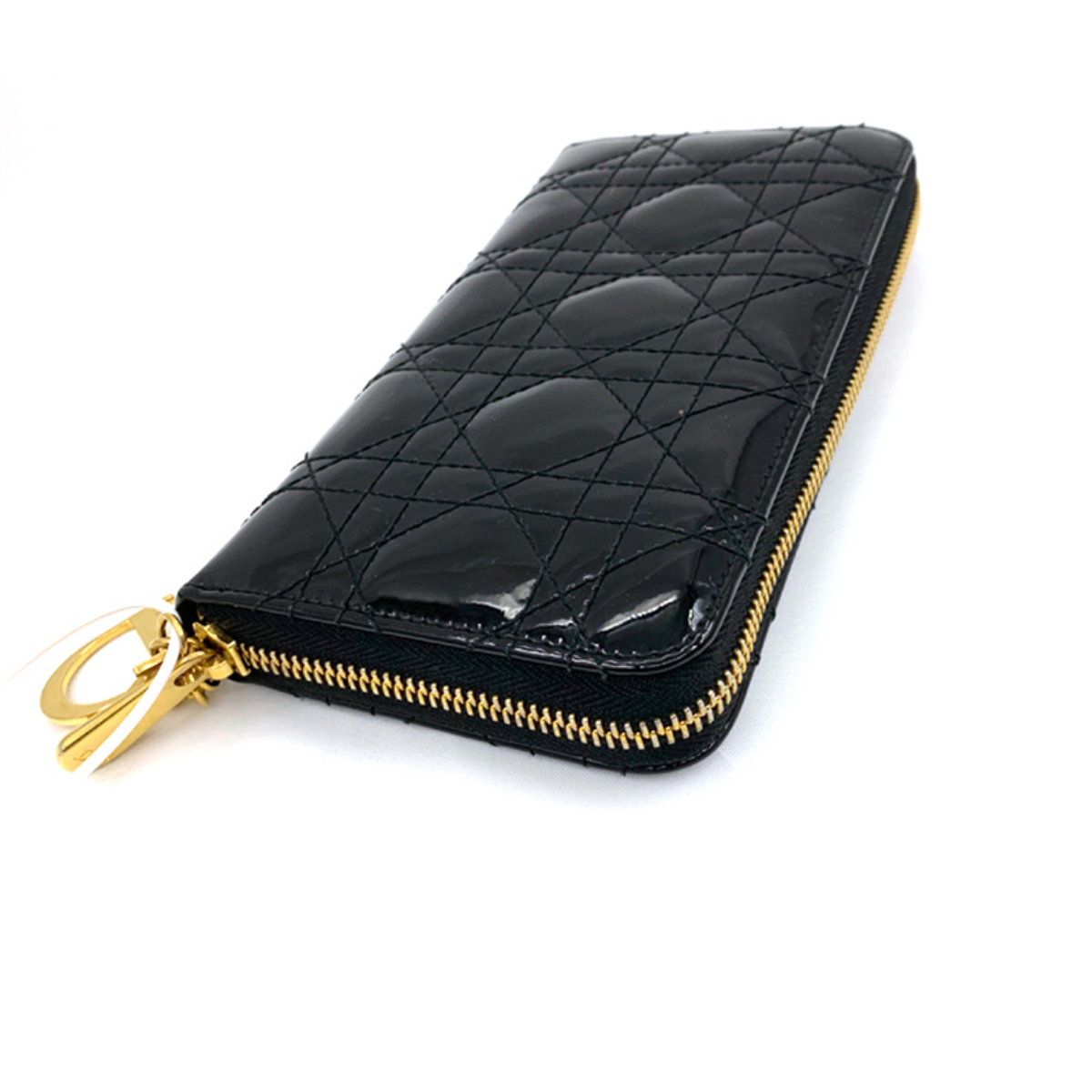 95新dior迪奥黑色漆皮长款钱包