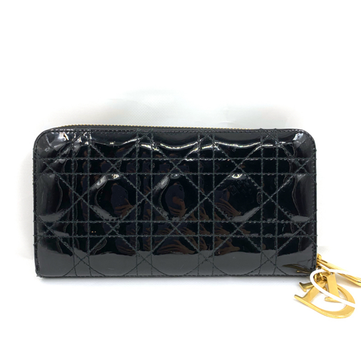 95新dior迪奥黑色漆皮长款钱包