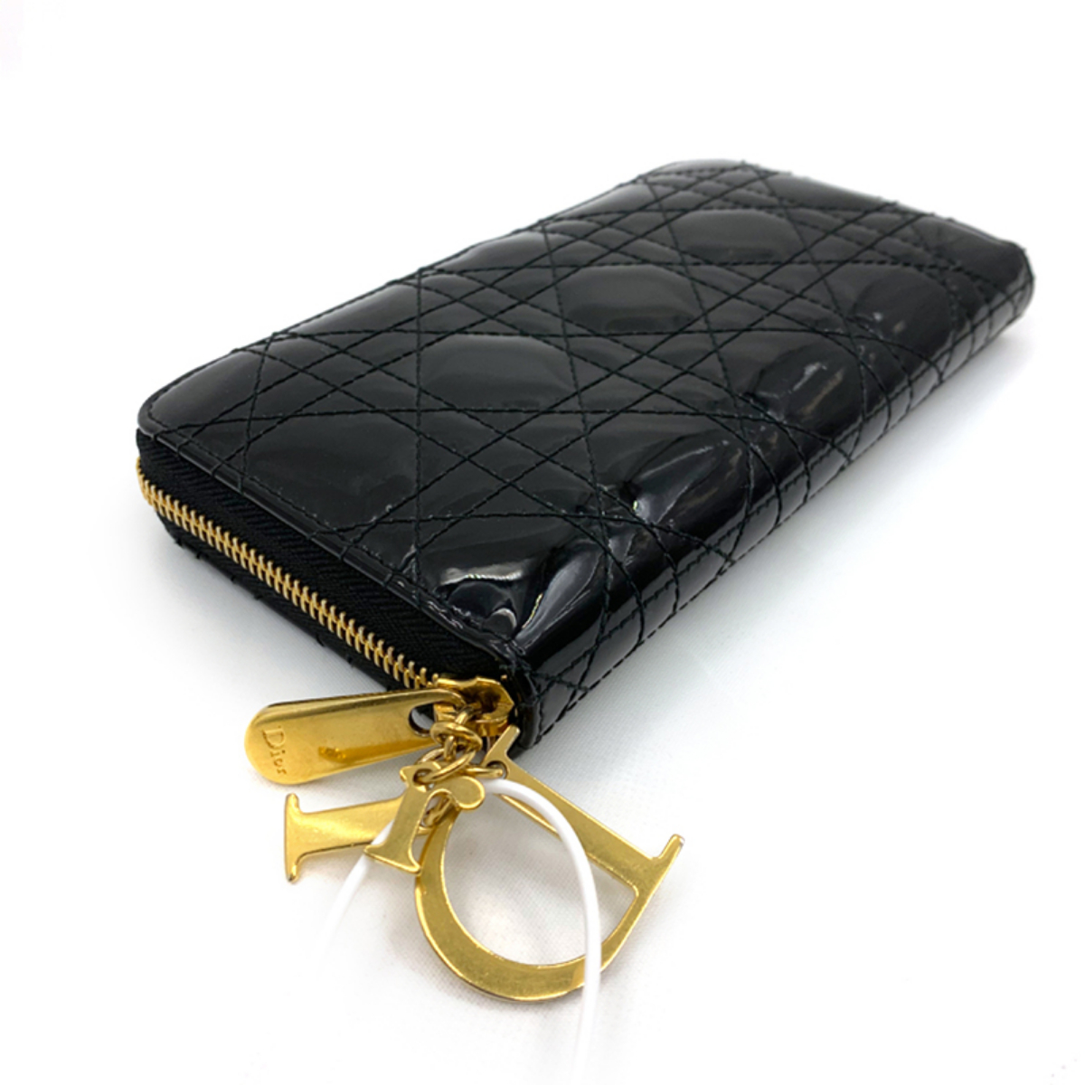 95新dior迪奥黑色漆皮长款钱包