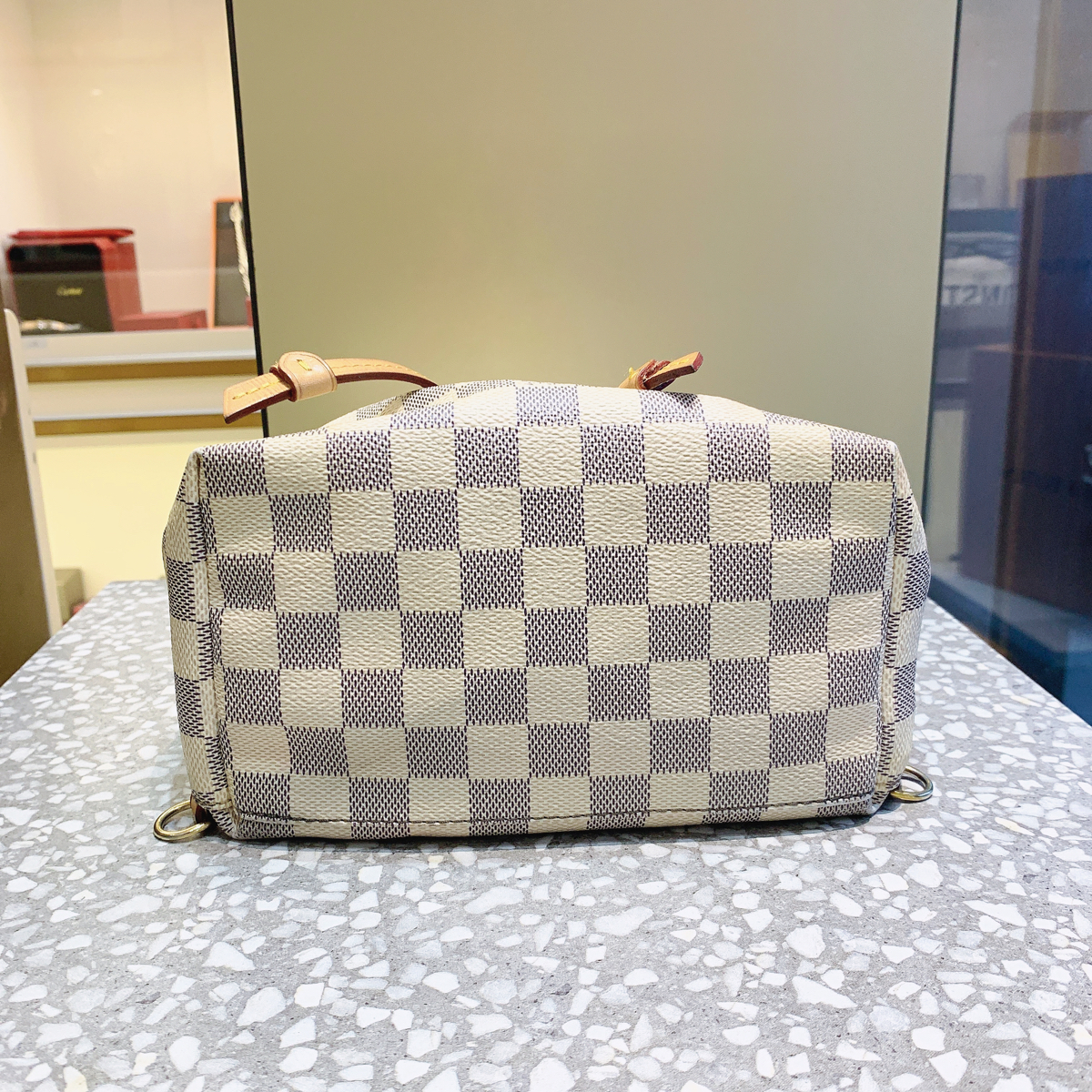 90新lv路易威登灰白棋盘格双肩包