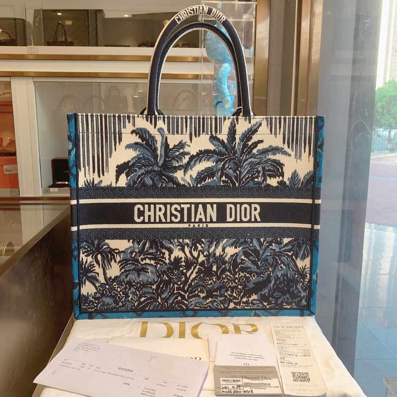 98新 dior/迪奥 book tote 大号 限量款 刺绣手提包