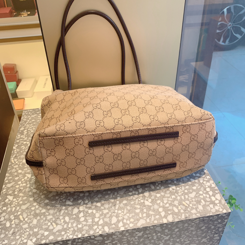 96新gucci古驰满logo帆布印花购物袋
